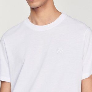 SANDRO Men White Cotton Short Sleeve Tshirt Size M